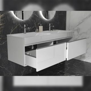 Тумба под раковину подвесная Velvex Pulsus tp.PUL.PUL.140.2Y белый глянец, 140 см